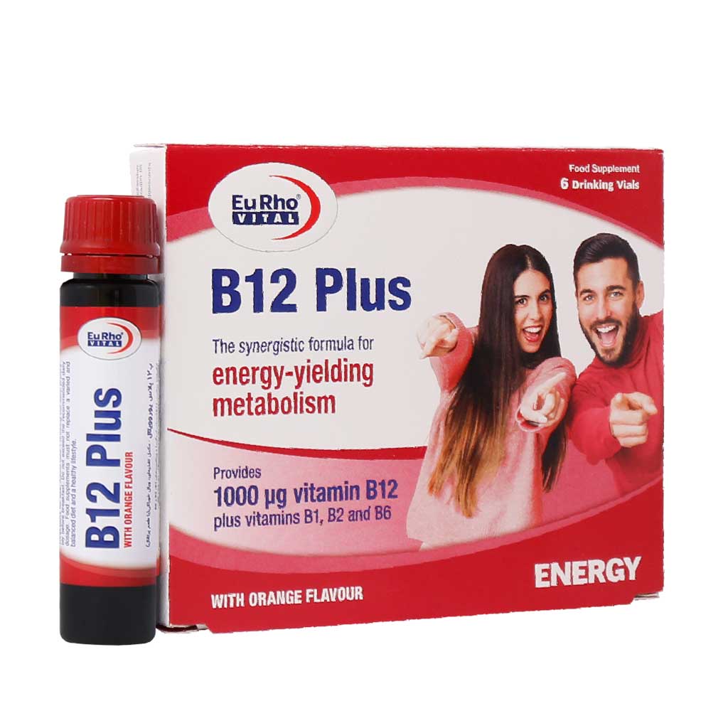 ویال خوراکی ویتامین B12 پلاس یوروویتال 6 عددی | تقویت عصبی و انرژی | داروخانه دکتر مروی